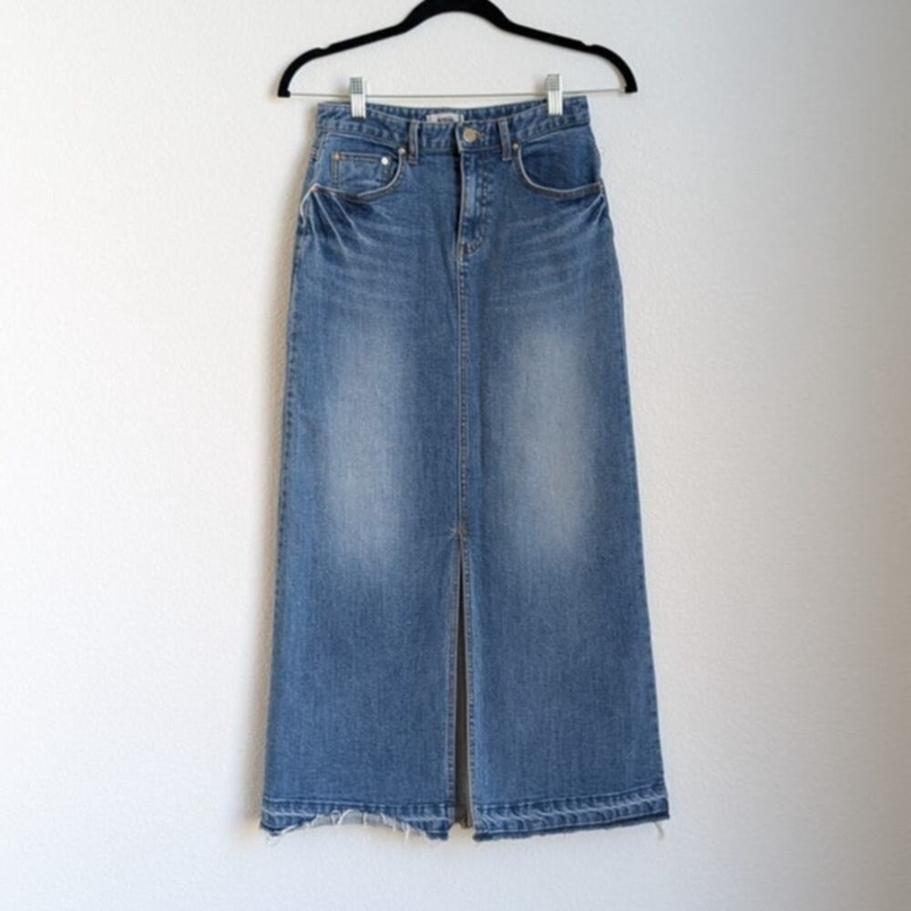 ATTIK Blue Denim A-line Front Slit Midi/Maxi Jean Skirt, size S